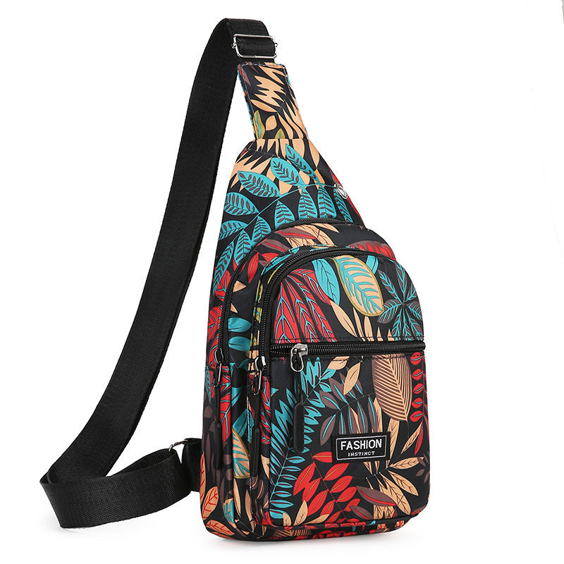 Maple Leaf Print Crossbody Chest Bag for Women | Lightweight Oxford Travel Sling Bag