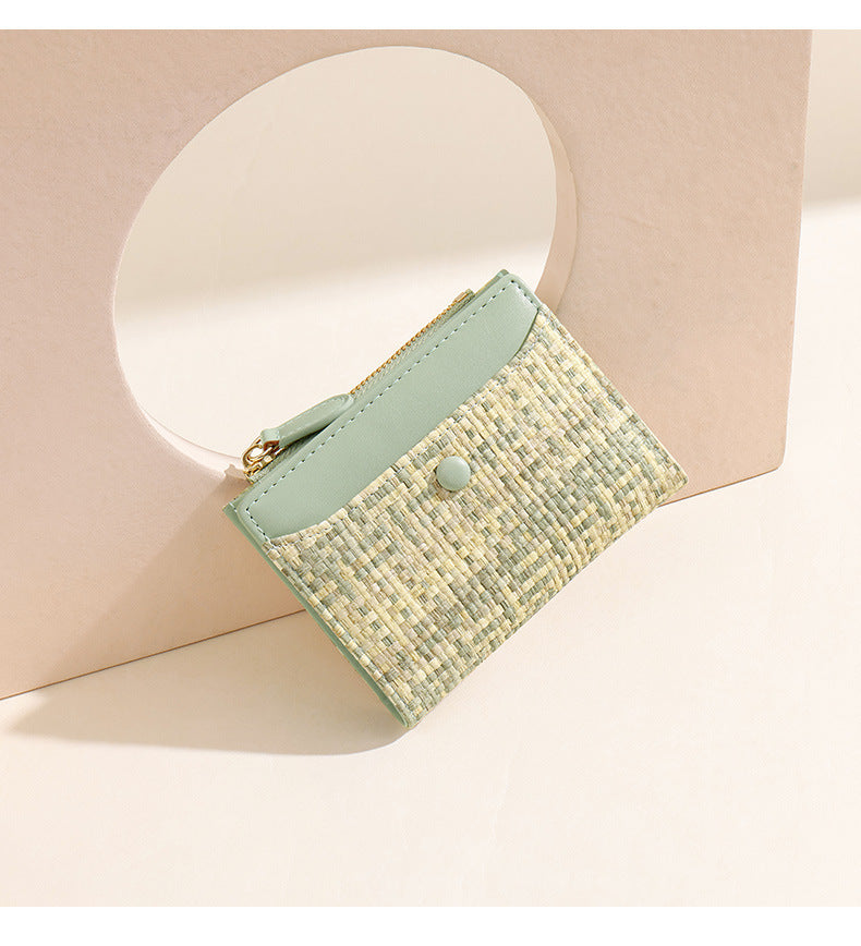 Premium Woven Short Womens Wallet | Multi-Card Compact Zip Coin Purse