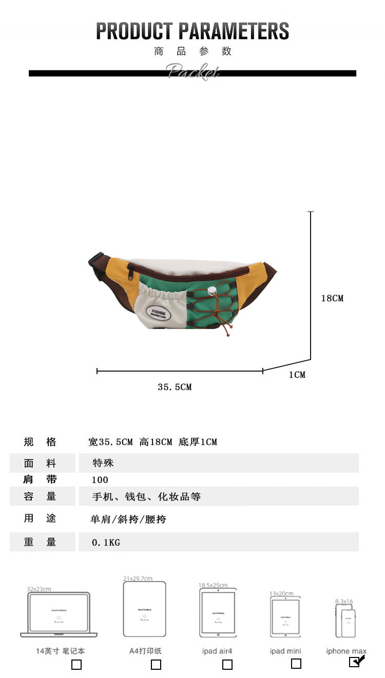Vintage Utility Waist Bag Multi-Pocket Canvas Crossbody Sling Bag