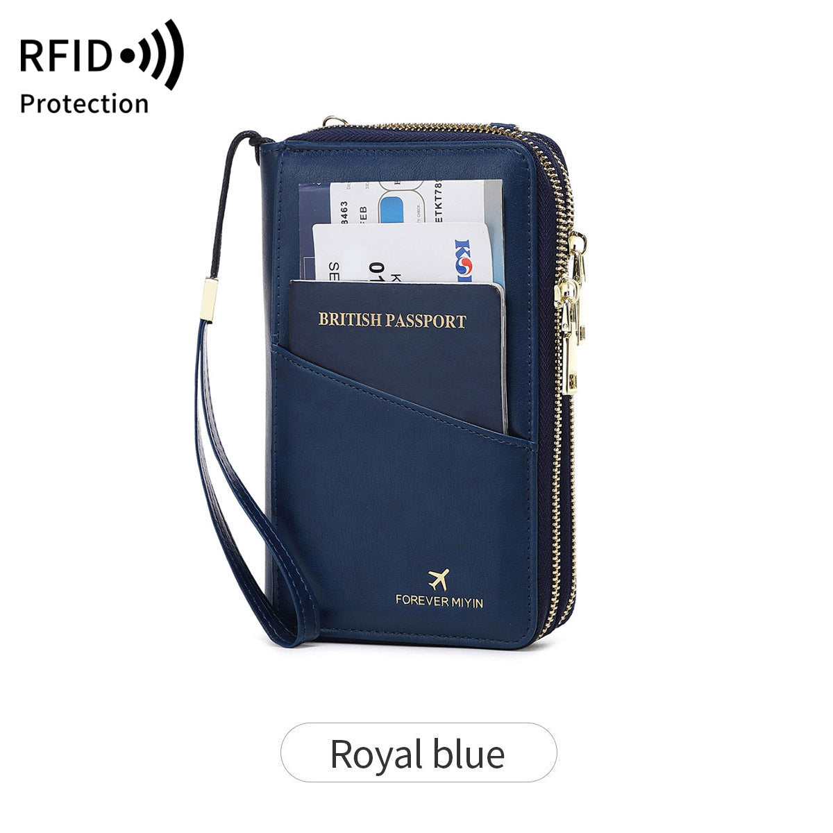 High Quality Multi Functional Double Zipper Passport Bag