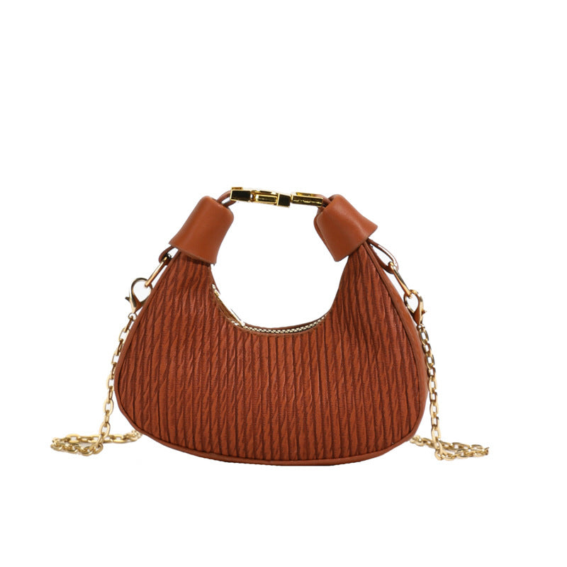 Womens Crescent Shoulder Bag | Premium Chain Strap Armpit Handbag for Daily Style