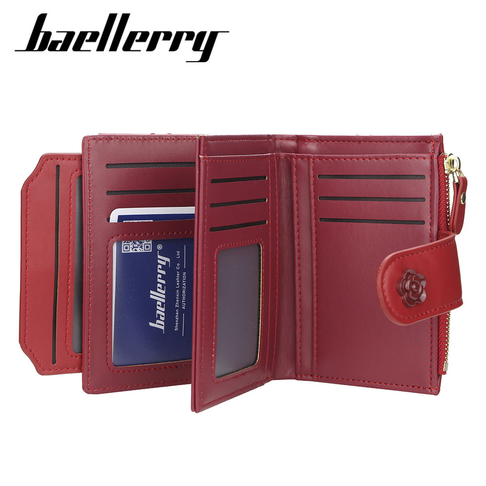 Short Buckle Vertical Zipper Wallet for Women