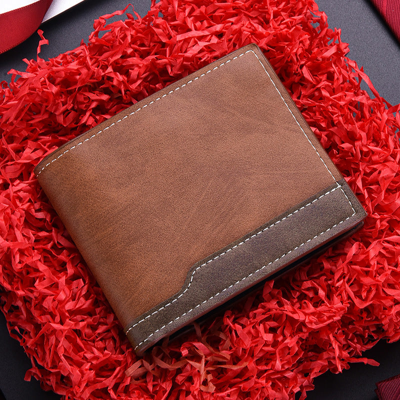 Horizontal Bi-fold PU leather Multi-Card Space Retro Men's Wallet