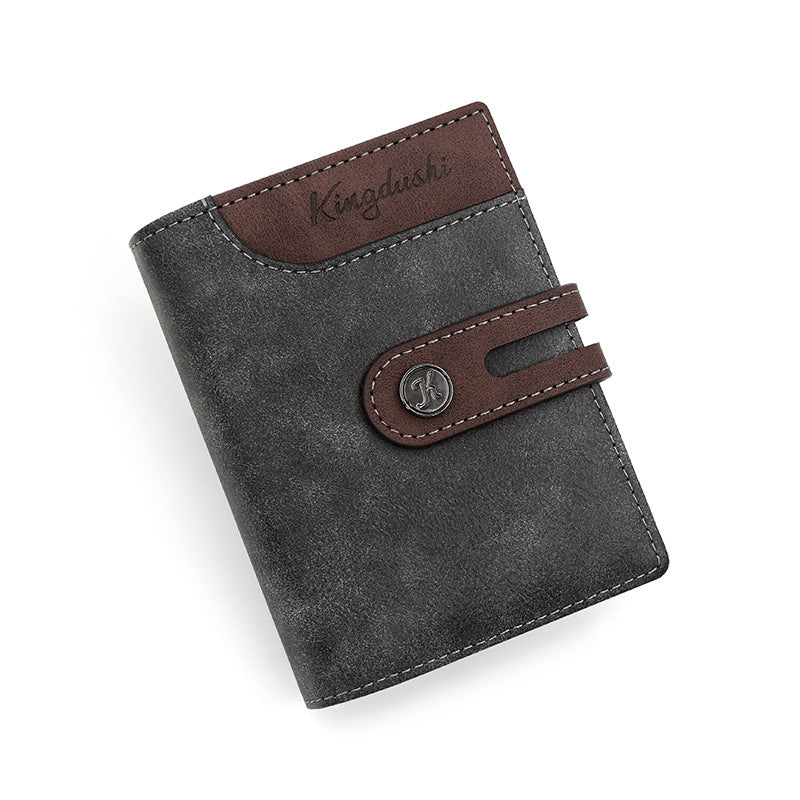 Side Zipper Versatile Bi-Fold Buckle Wallet for Men