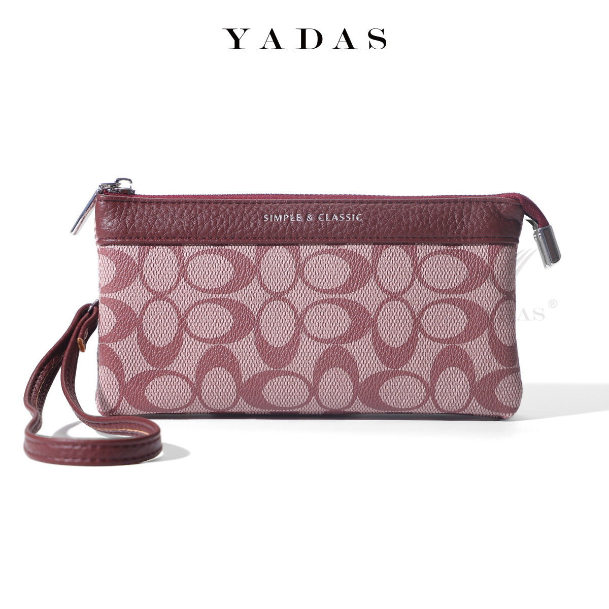 Premium Brand Texture Zipper Wrist Purse for Women