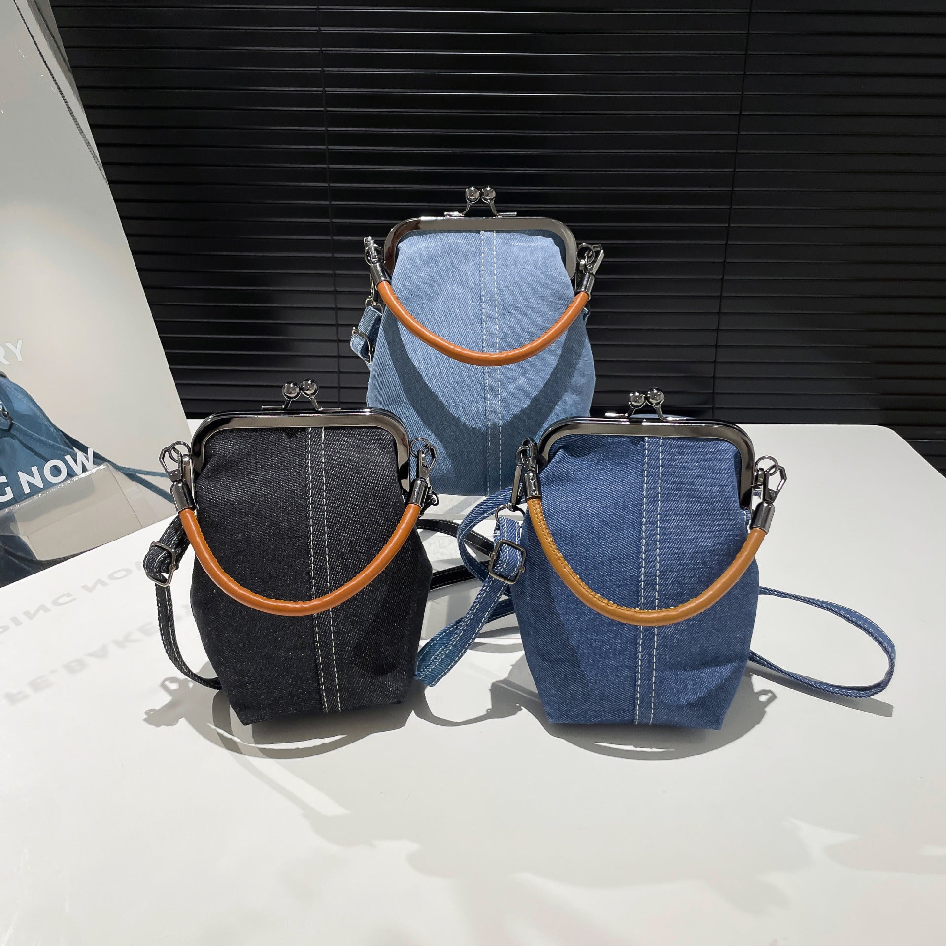 Vintage Canvas Bucket Shoulder Bag for Women Denim Style Underarm Crossbody Bag
