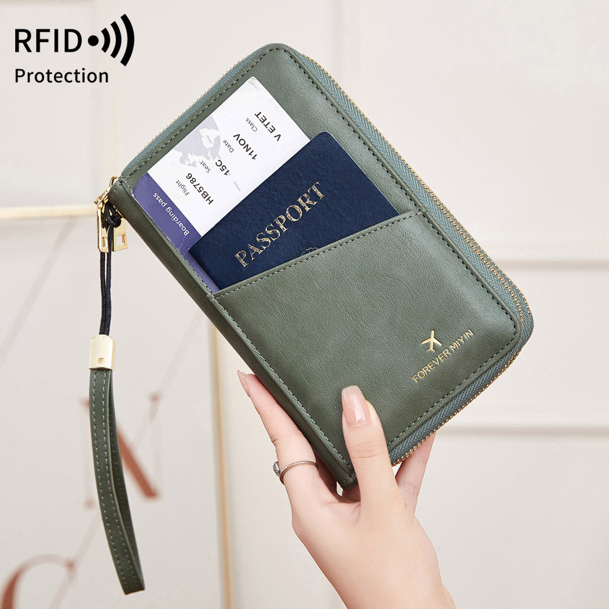 High Quality Multi Functional Double Zipper Passport Bag
