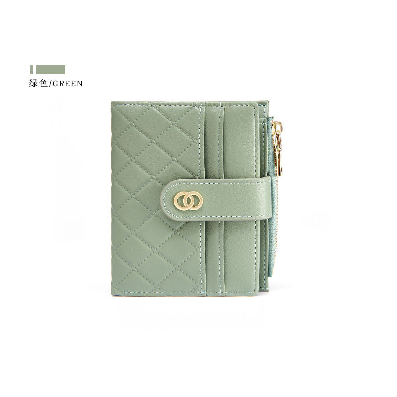 Multi-Purpose Short Belt Buckle Women's Folding Wallet