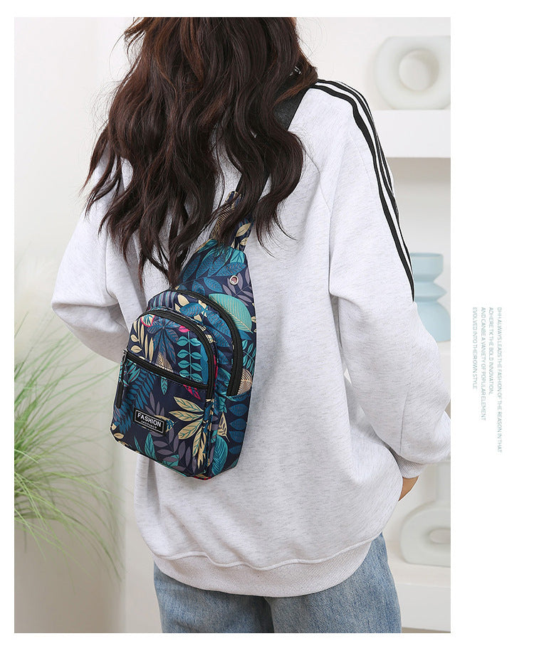 Maple Leaf Print Crossbody Chest Bag for Women | Lightweight Oxford Travel Sling Bag
