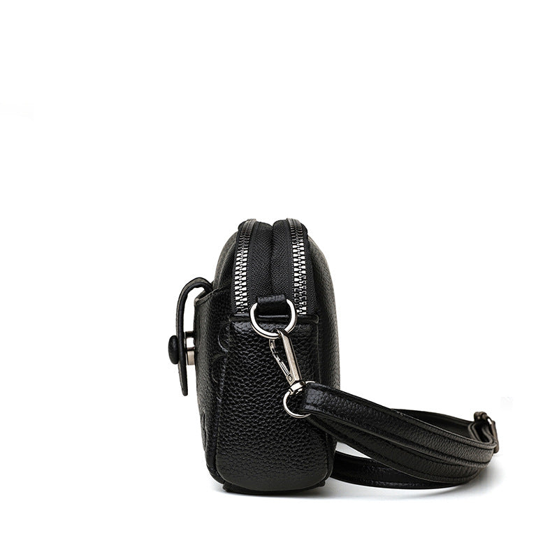 Floral Solid Black Lightweight Shoulder Side Bag for Women