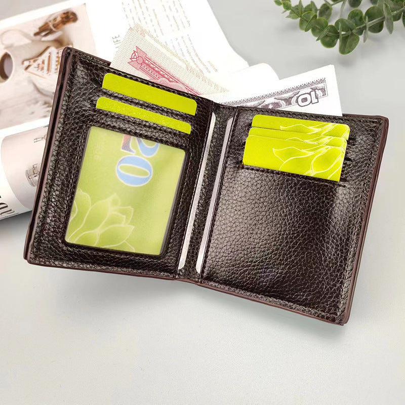 Men's thin vertical multi-card holder wallet