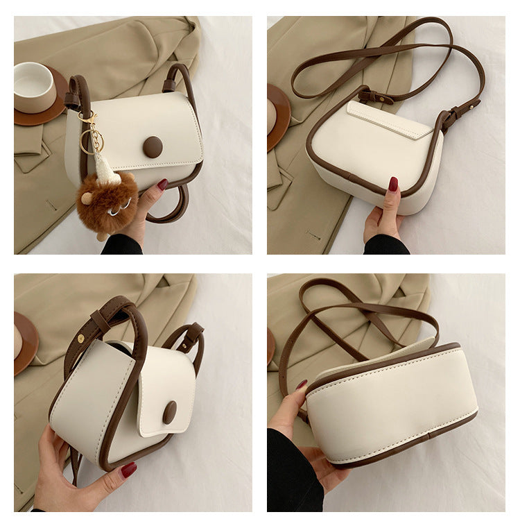 Vintage Two-Tone Mini Crossbody Bag for Women Soft PU Flap Shoulder Bag