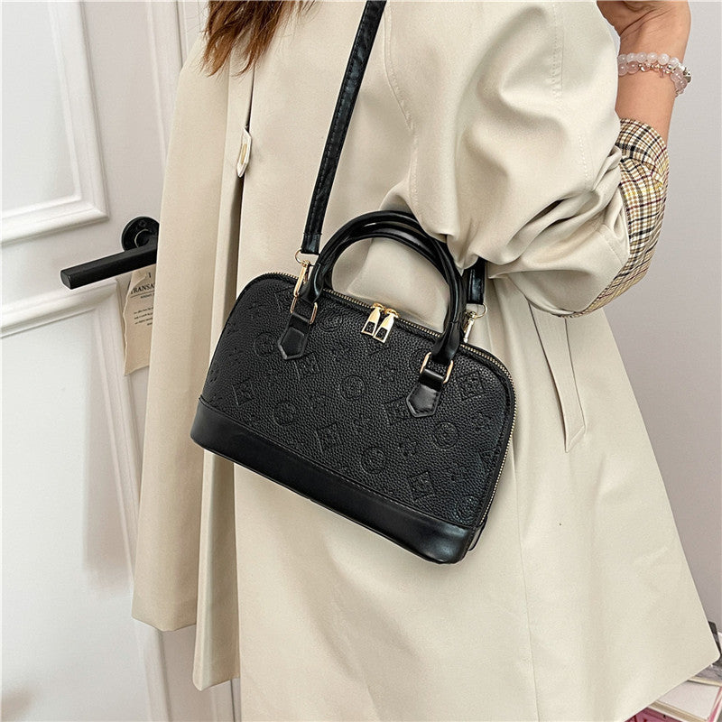 Womens Luxury Shell Crossbody Handbag | Elegant Embossed Top Handle Shoulder Bag