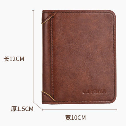 Multi Chambered Tri Fold Compact Wallet for Men