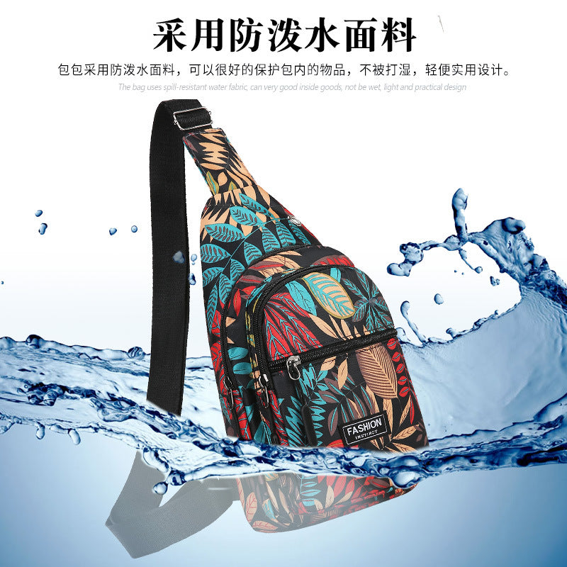 Maple Leaf Print Crossbody Chest Bag for Women | Lightweight Oxford Travel Sling Bag