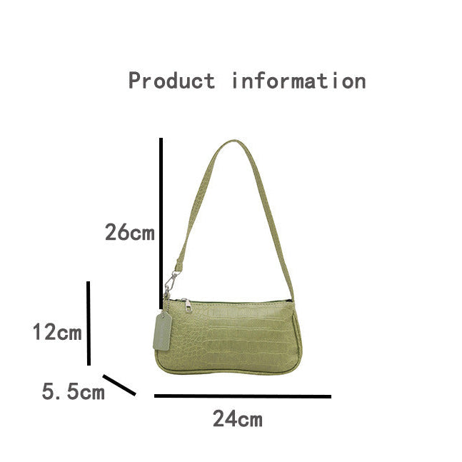 French Style Crocodile Pattern Shoulder Side Bag