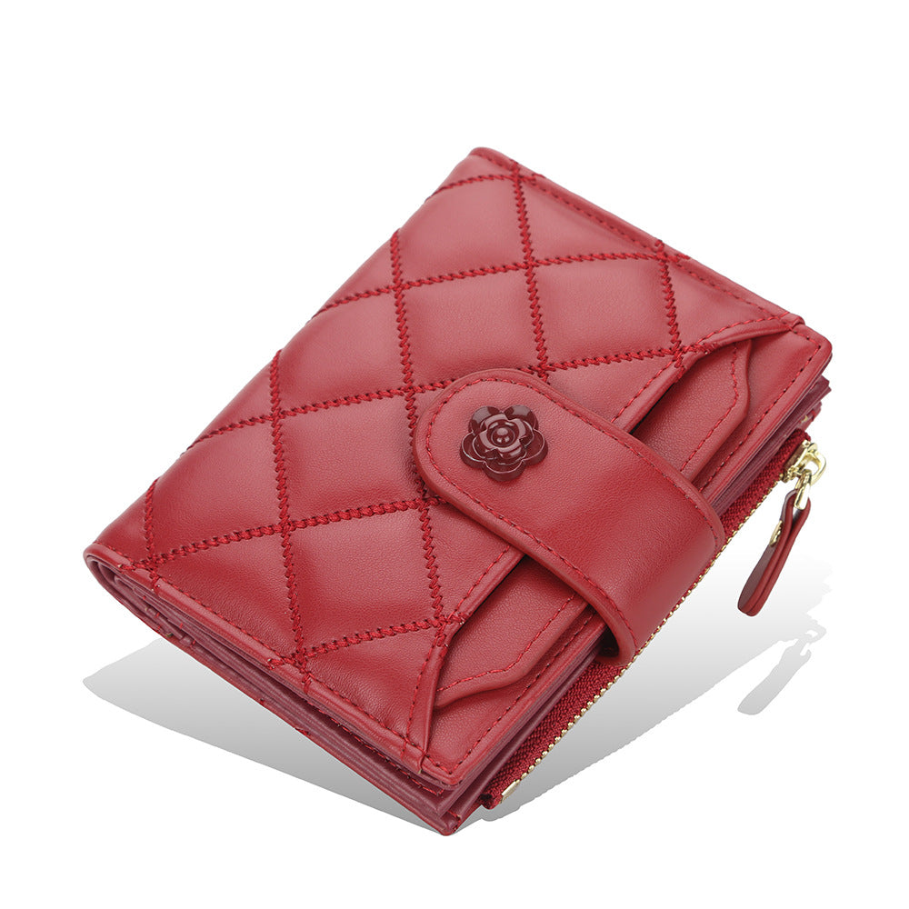 Short Buckle Vertical Zipper Wallet for Women