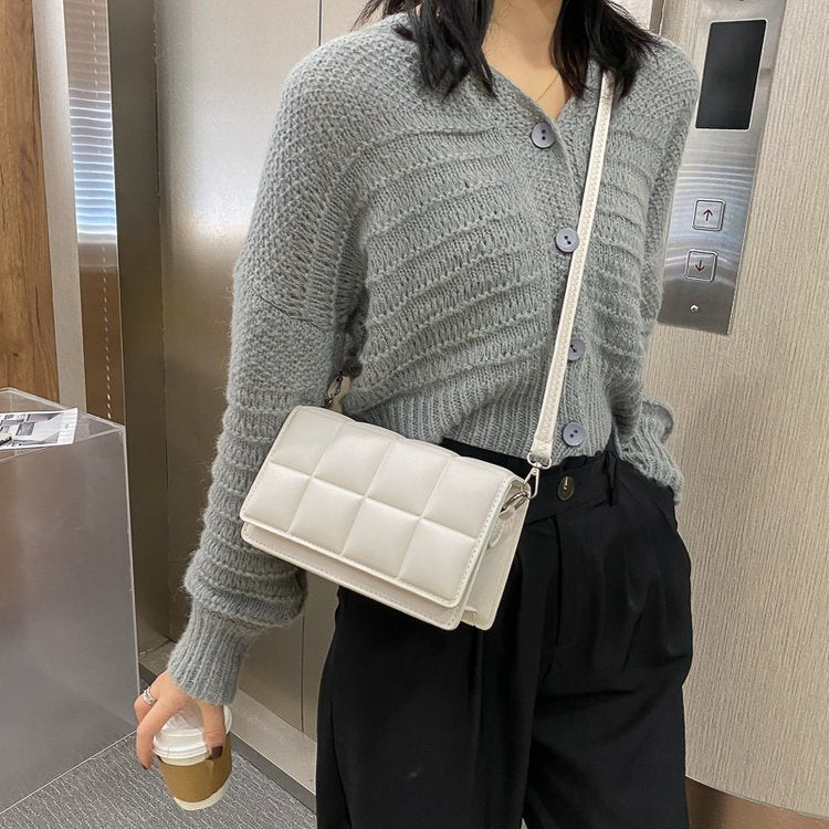 Quilted Mini Crossbody Bag for Women Soft PU Square Shoulder Bag