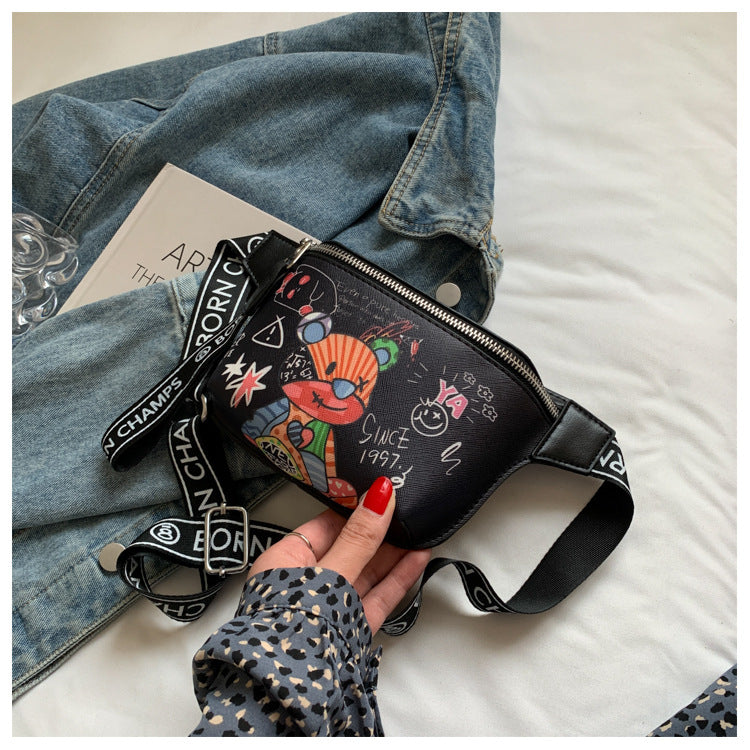 Premium Quality Graffiti Painted Compact Crossbody Bag