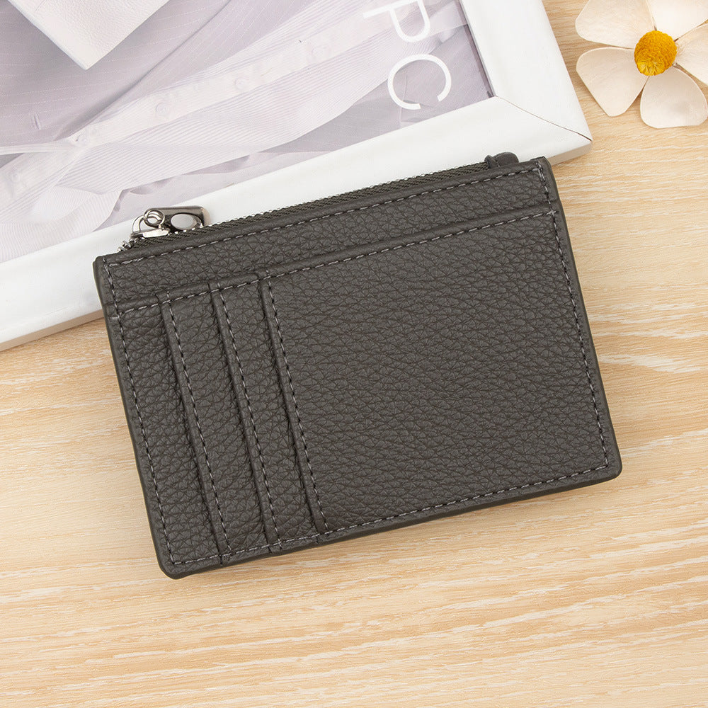 Slim PU Leather Card Holder Wallet | Zipper Coin Purse with Multi Card Slots