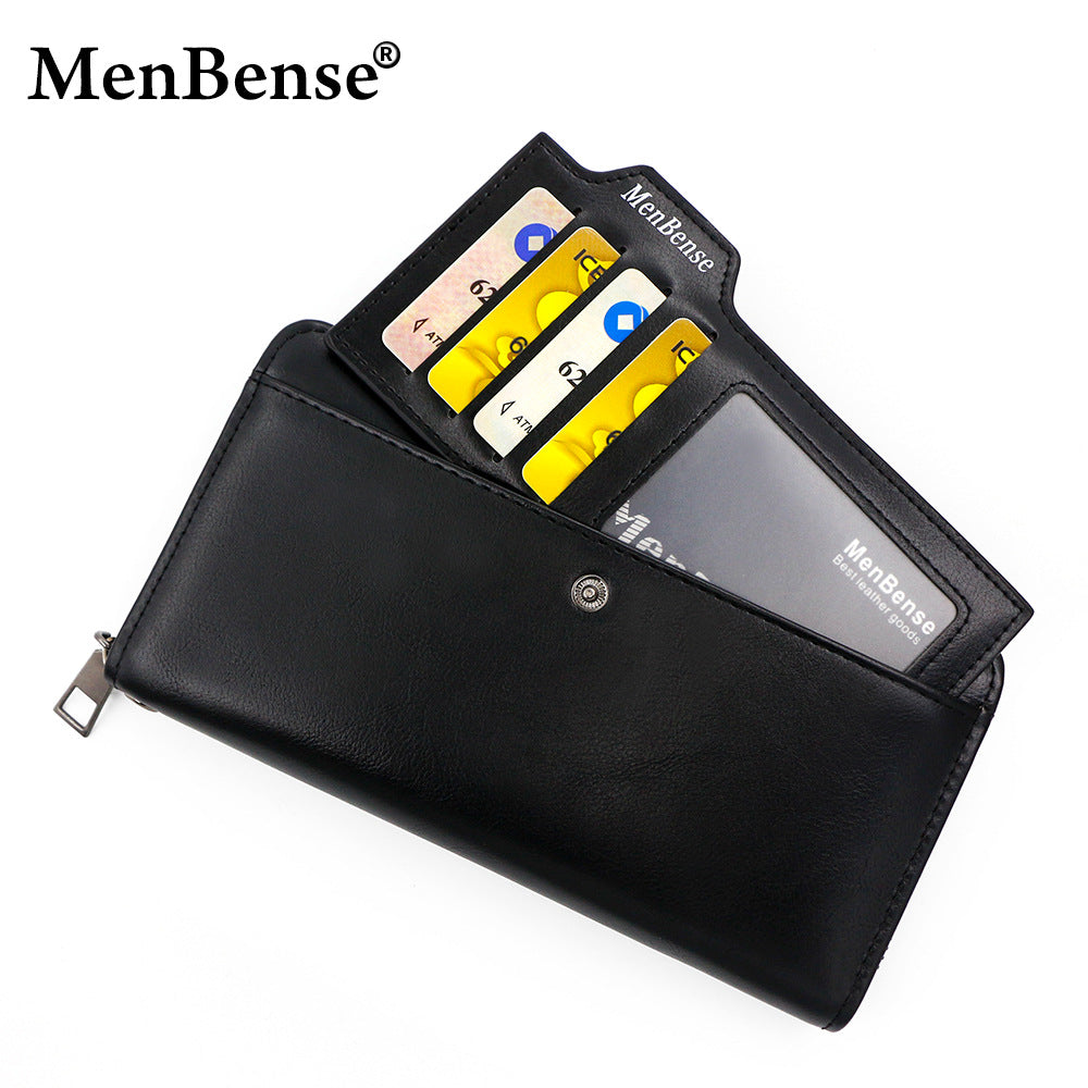 Premium Men's Long Clutch Wallet with Wrist Strap