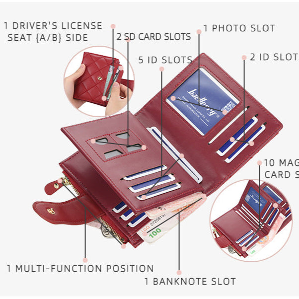 Short Buckle Vertical Zipper Wallet for Women