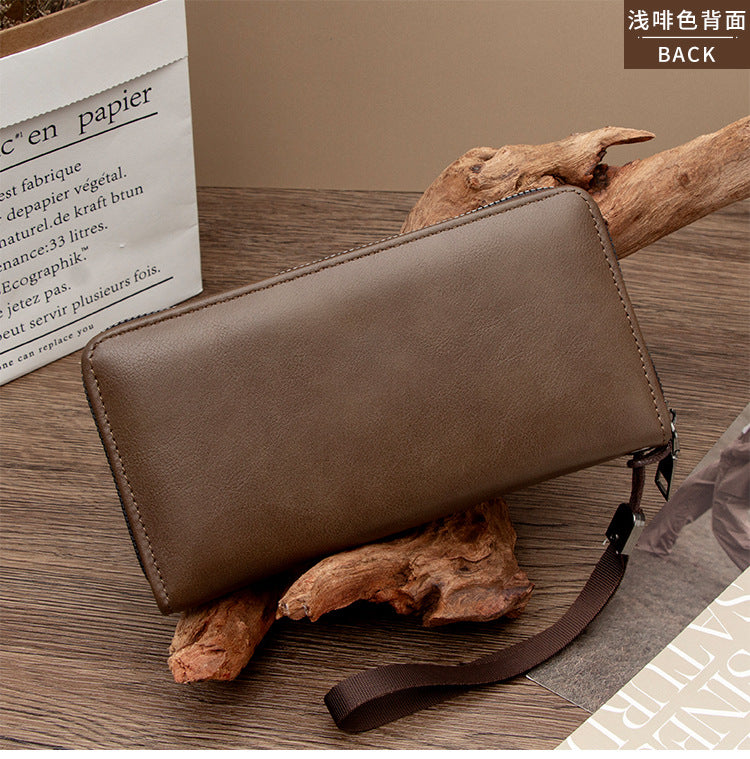Premium Men's Long Clutch Wallet with Wrist Strap