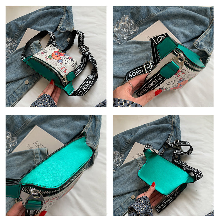 Premium Quality Graffiti Painted Compact Crossbody Bag