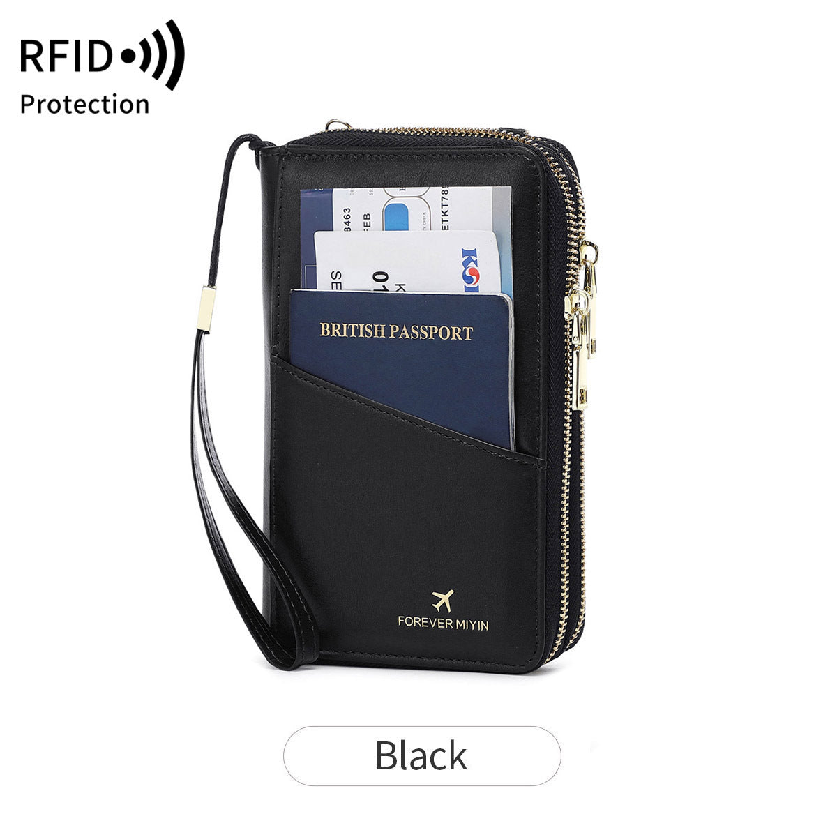 High Quality Multi Functional Double Zipper Passport Bag