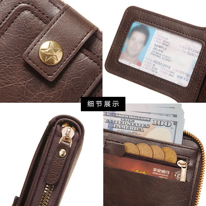 Horizontal Tri-Fold Multi Functional Men's Wallet