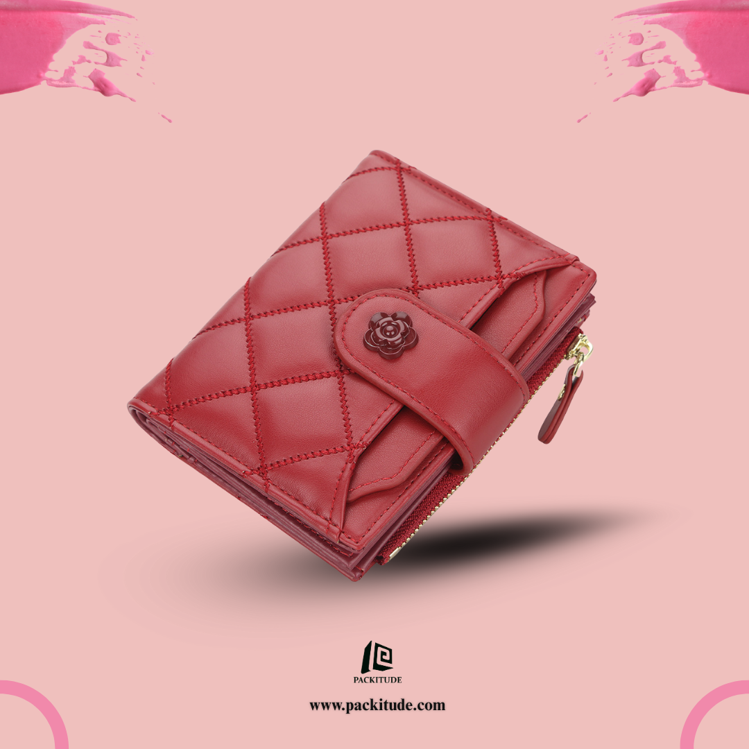 Short Buckle Vertical Zipper Wallet for Women