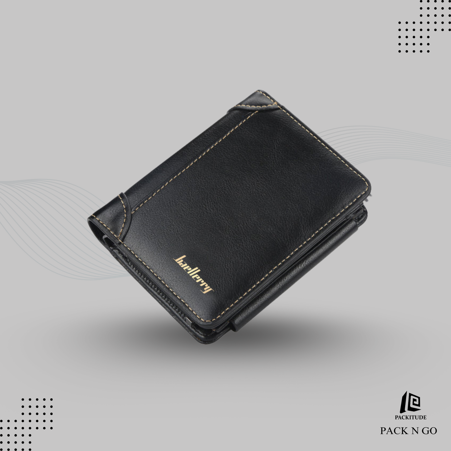 Tri Fold Zipper Men's Wallet with Coin Chamber