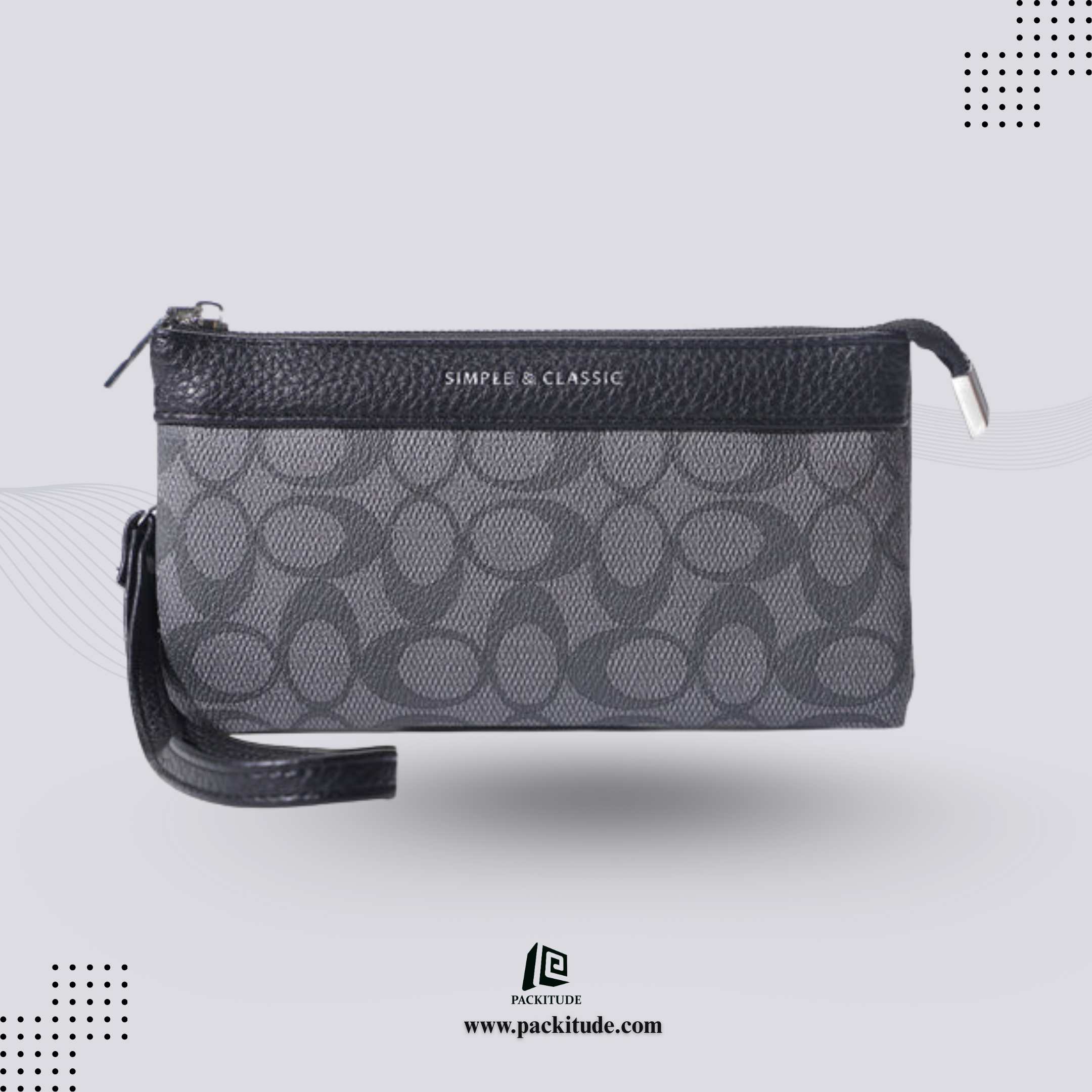 Premium Brand Texture Zipper Wrist Purse for Women