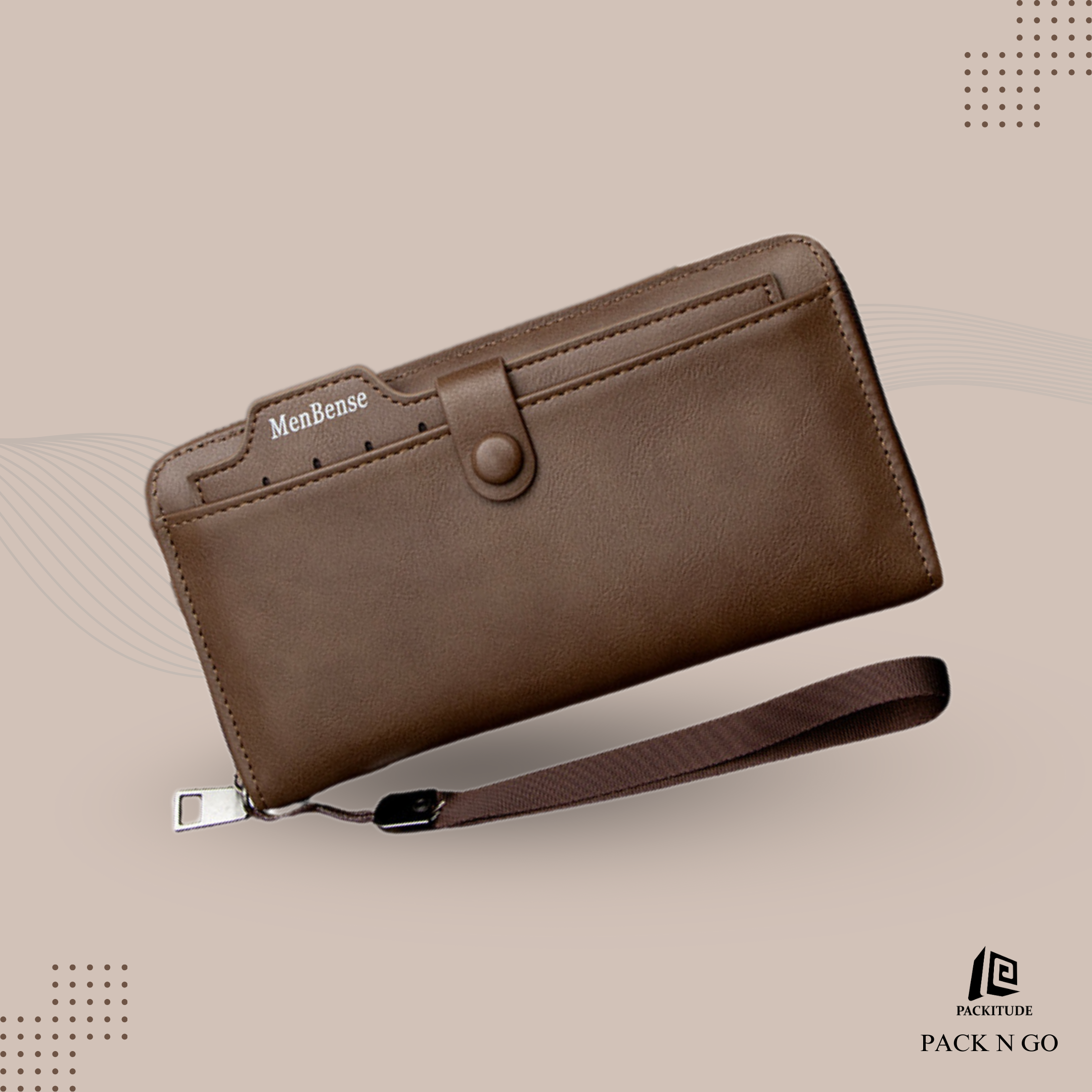 Premium Men's Long Clutch Wallet with Wrist Strap