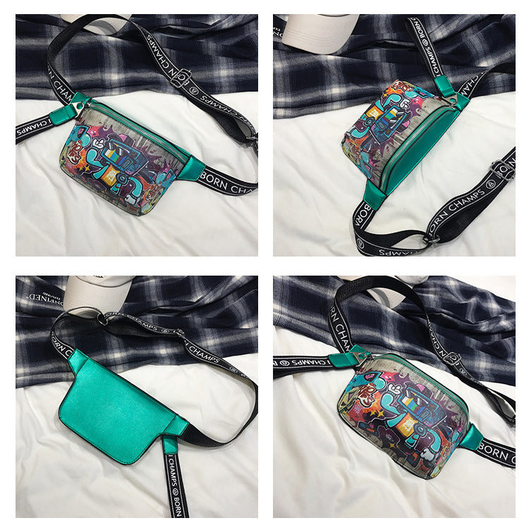 Hip Hop Fashion Graffiti Painted Crossbody Chest Bag