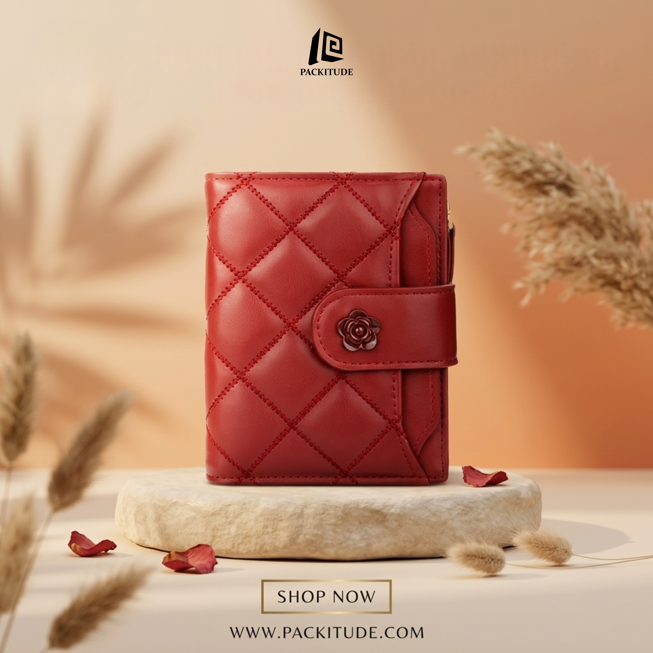 Short Buckle Vertical Zipper Wallet for Women