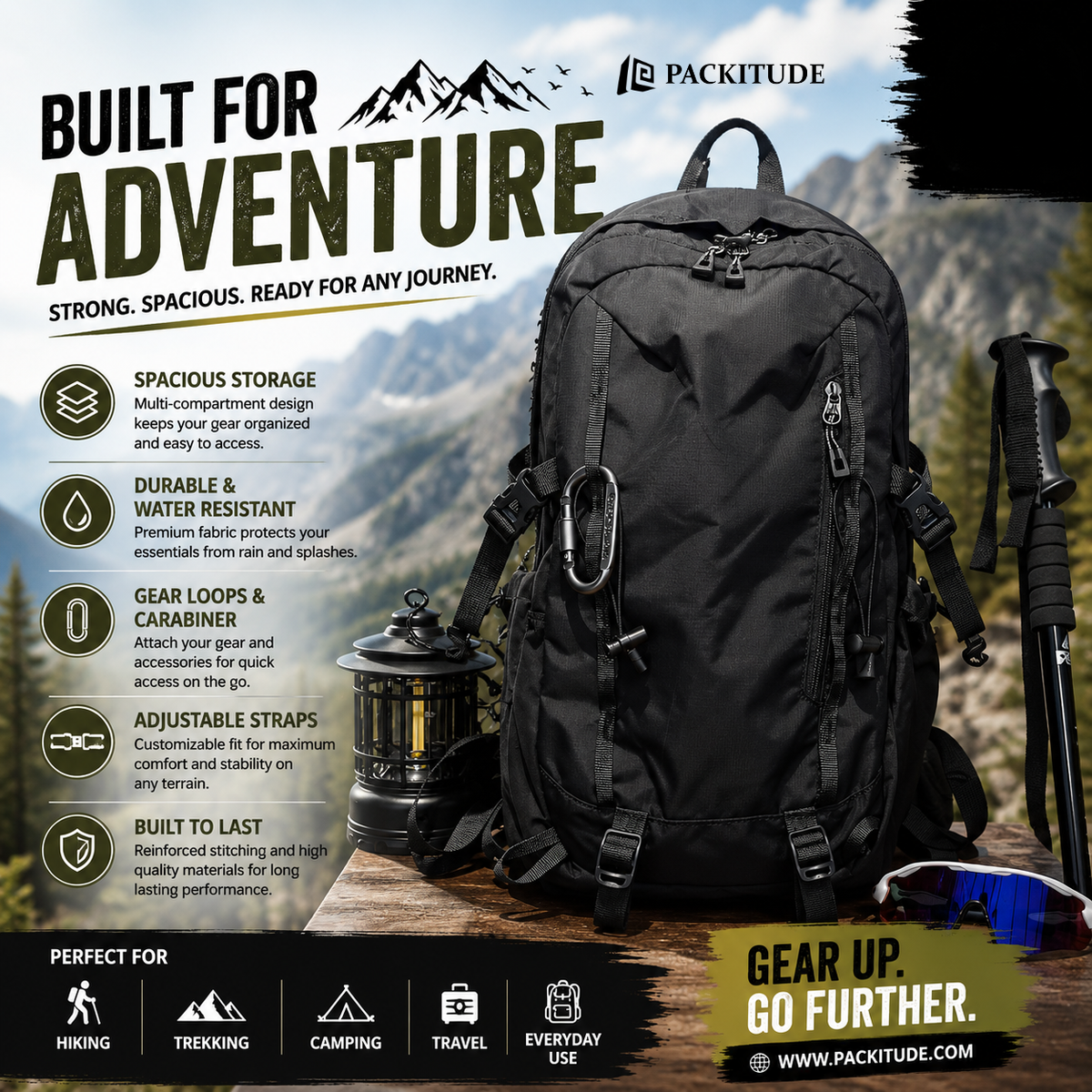 30L Lightweight Hiking Backpack | Large Capacity Outdoor Travel & Trekking Bag