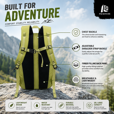 30L Lightweight Hiking Backpack | Large Capacity Outdoor Travel & Trekking Bag
