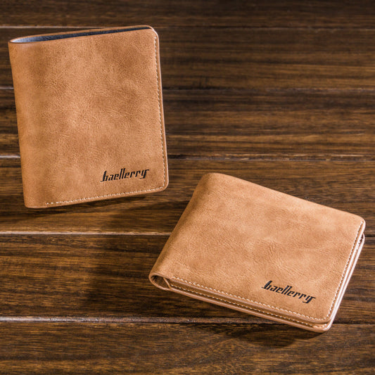 Retro Matte Bi Fold Vertical Men's wallet