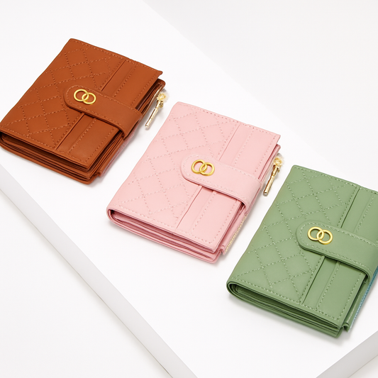 Multi-Purpose Short Belt Buckle Women's Folding Wallet