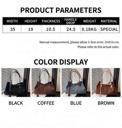 Womens Leopard Print Shoulder Handbag | Retro Fashion Large Capacity Armpit Bag