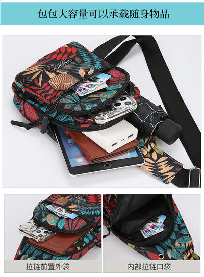 Maple Leaf Print Crossbody Chest Bag for Women | Lightweight Oxford Travel Sling Bag