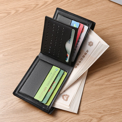 High-Quality Horizontal Pebble Pattern Artificial leather Multi-Card Business Wallet for Men