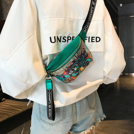 Hip Hop Fashion Graffiti Painted Crossbody Chest Bag