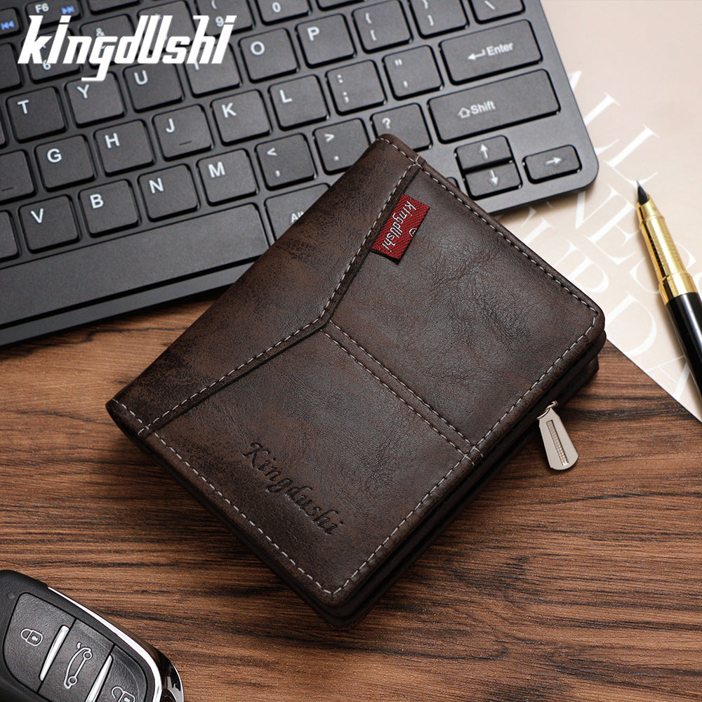 Casual Splicing Men's Wallet with Zippered Coin Purse
