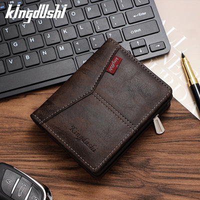 Casual Splicing Men's Wallet with Zippered Coin Purse