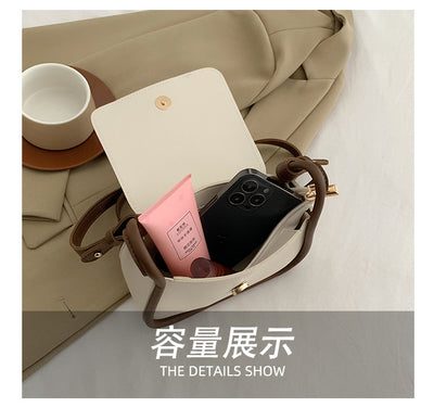 Vintage Two-Tone Mini Crossbody Bag for Women  Soft PU Flap Shoulder Bag