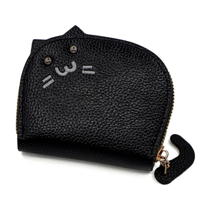 Cute Cat Mini Card Holder Wallet | PU Leather Coin Purse with Multi Card Slots