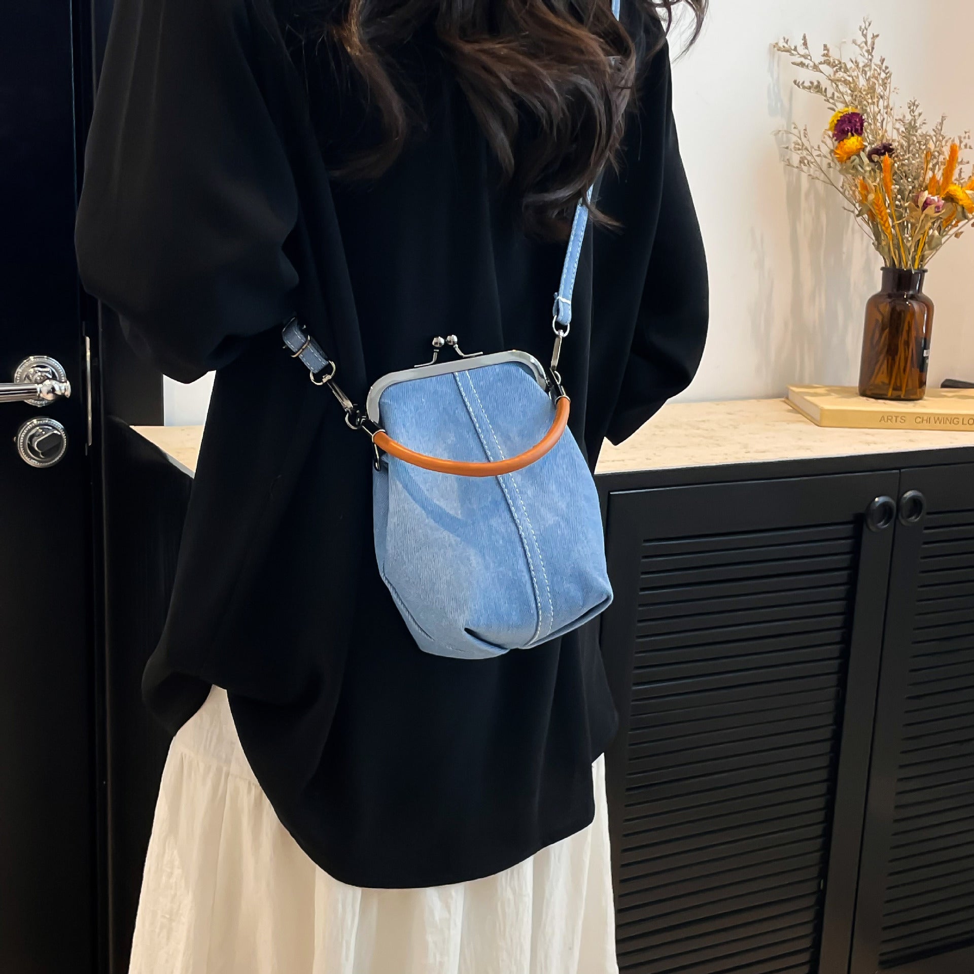Vintage Canvas Bucket Shoulder Bag for Women  Denim Style Underarm Crossbody Bag