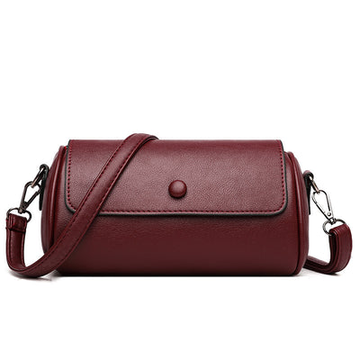 Versatile Solid Color Cylinder Shape Women's Shoulder bag